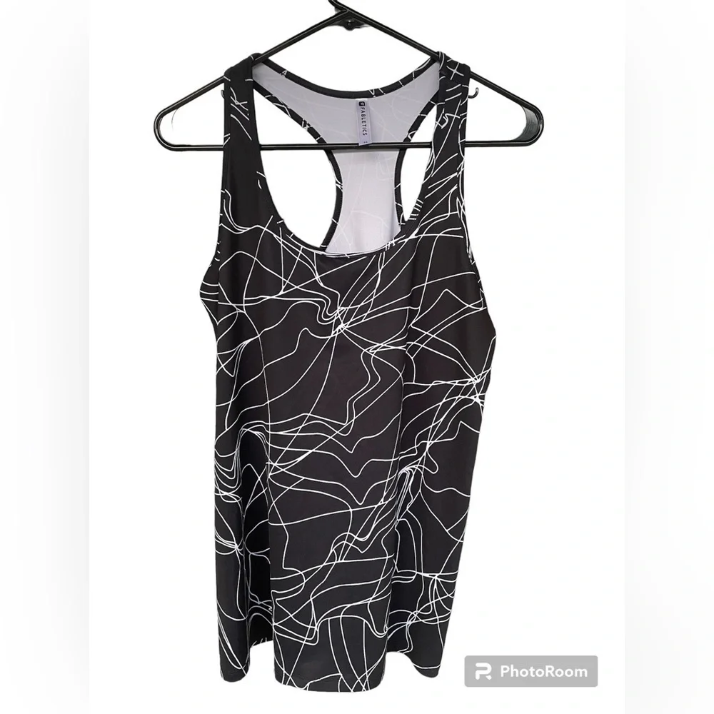 Fabletics Tank Top Women's Size M Black & White Racerback Athletic Activewear - Picture 2 of 6
